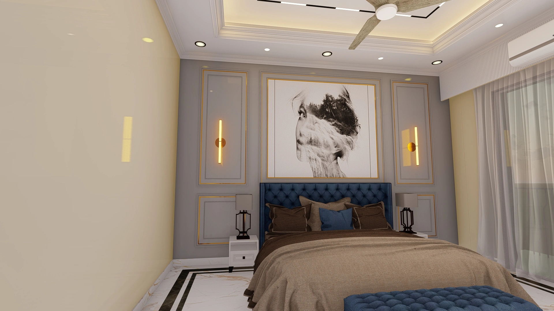 Luxury master bedroom suite interior design in Kalyani Nagar Pune by Pereegrine Architects