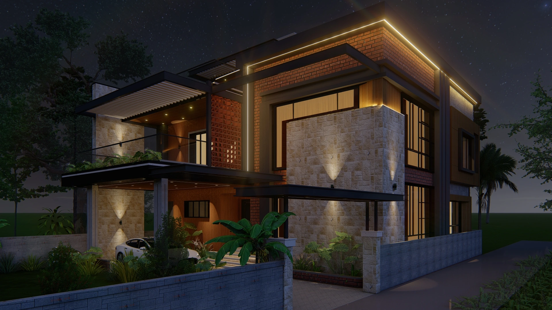 Modern residential building facade architectural elevation in Aundh Pune by Pereegrine Architects