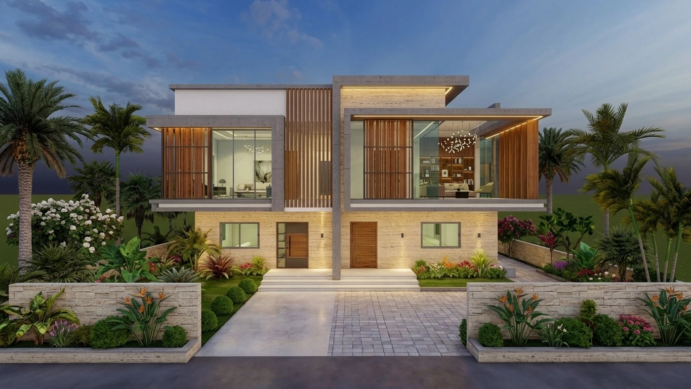 Tropical commercial facade architectural design in Viman Nagar Pune by Pereegrine Architects